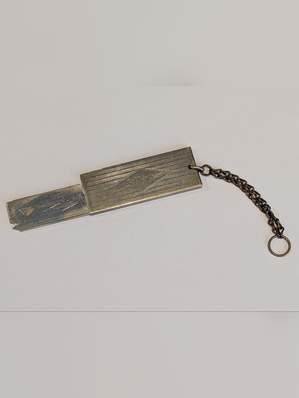 Rare 1930's Gillette Sliding Utility Knife - Advertising For Gibley's Dry Gin!